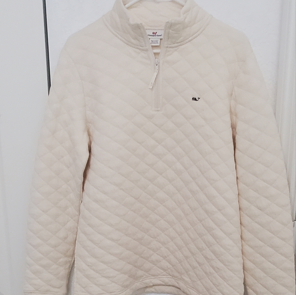 Womens quilted Vineyard Vines Pullover Zippered Sweater Medium